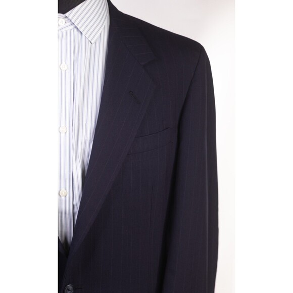 Nordstrom Plus One Men Print Striped Blue blazer Coat Jacket 2 button Sz 41 - Picture 5 of 11